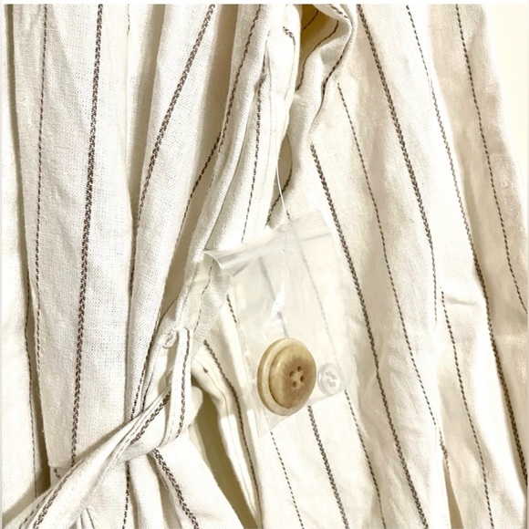 Free People Striped White Trench Coat